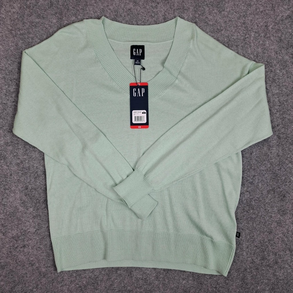GAP‎ Women's Lightweight Sweater, Long-Sleeve V-Neck Cotton-Blend Sweater XSmall